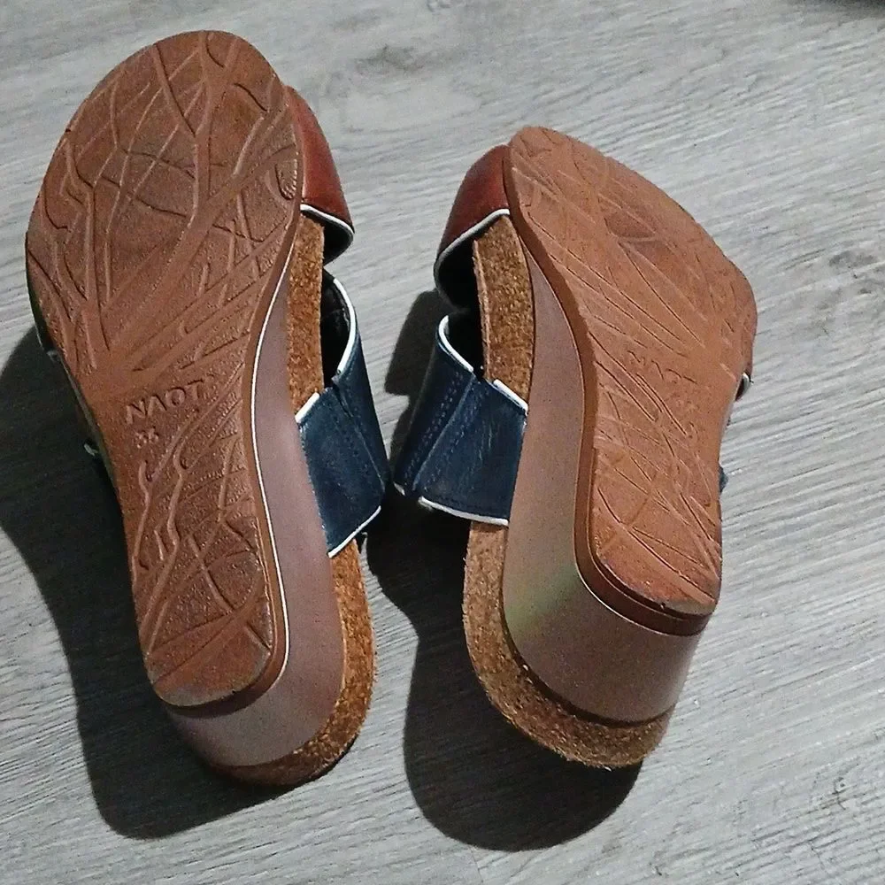Naot Brown and Navy Women's Sandals Sz 36 NWOT